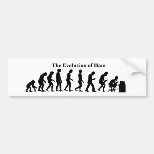 Evolutie van Bumpersticker voor Man met radiotelef