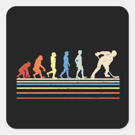 Evolutie van de Hockey-Button Vierkante Sticker (Voorkant)