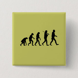 Evolutie van de mens vierkante button 5,1 cm