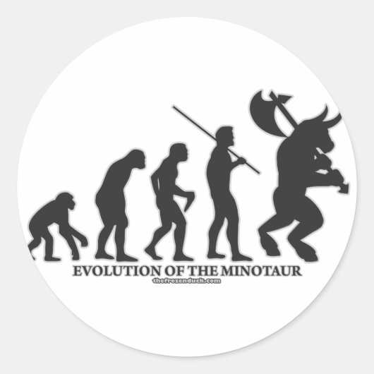 Evolutie van de MInotaur Ronde Sticker (Voorkant)