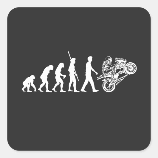 Evolutie van de motorfietser vierkante sticker (Voorkant)