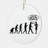 Evolutie van de pepperspuit voor vrouwen - grappig keramisch ornament (Links)