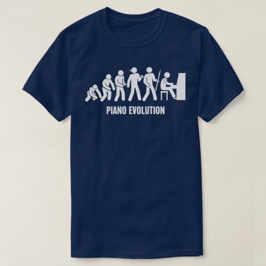 Evolutie van de pianospeler t-shirt (Design voorkant)