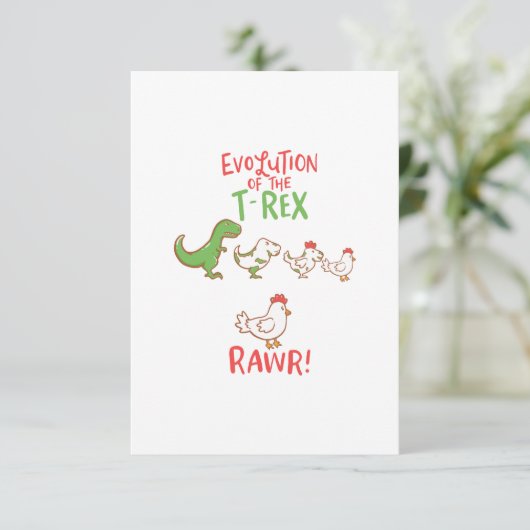 Evolutie van de T-Rex RAWR! Funny Dino Chicken Kaart (Staand voorkant)