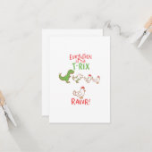 Evolutie van de T-Rex RAWR! Funny Dino Chicken Kaart (Voorkant / Achterkant in situ)