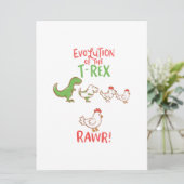 Evolutie van de T-Rex RAWR! Funny Dino Chicken Save The Date (Staand voorkant)