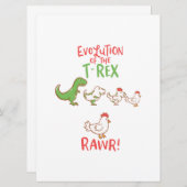 Evolutie van de T-Rex RAWR! Funny Dino Chicken Save The Date (Voorkant / Achterkant)