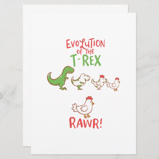 Evolutie van de T-Rex RAWR! Funny Dino Chicken Save The Date (Voorkant / Achterkant)