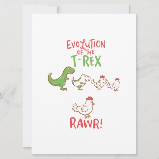 Evolutie van de T-Rex RAWR! Funny Dino Chicken Save The Date (Voorkant)