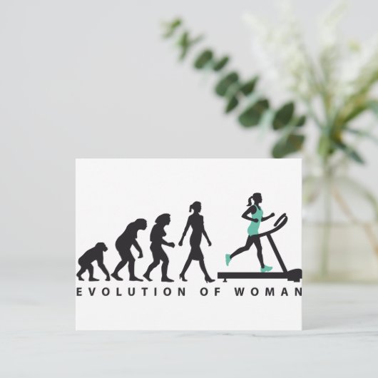 evolutie van de vrouw die op de loopband jogging briefkaart (Staand voorkant)