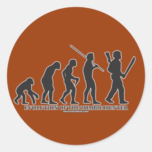 Evolutie van de Zombie Hunter Ronde Sticker (Voorkant)