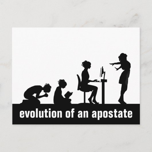 "Evolutie van een apostaat" Briefkaart (Voorkant)