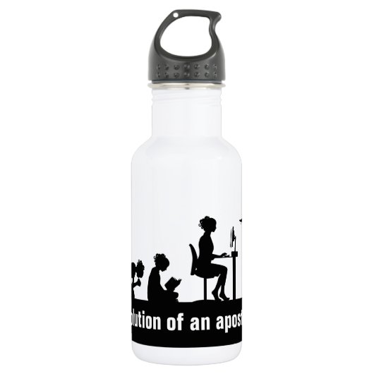"Evolutie van een apostaat" Waterfles (Voorkant)