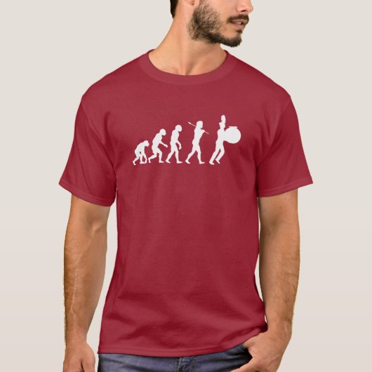 Evolutie van een Bass Drummer (donkere kleuren) T-shirt (Voorkant)