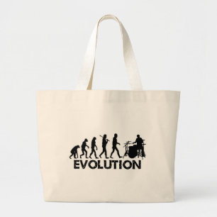 Evolutie van een drummer grote tote bag