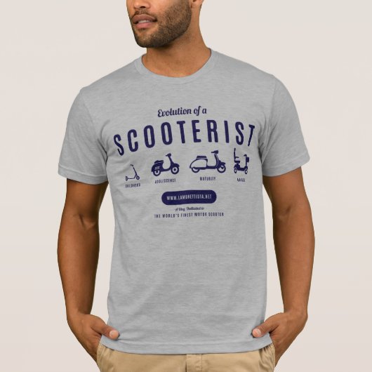 Evolutie van een Scooterist - Afdruk marine T-shirt (Voorkant)