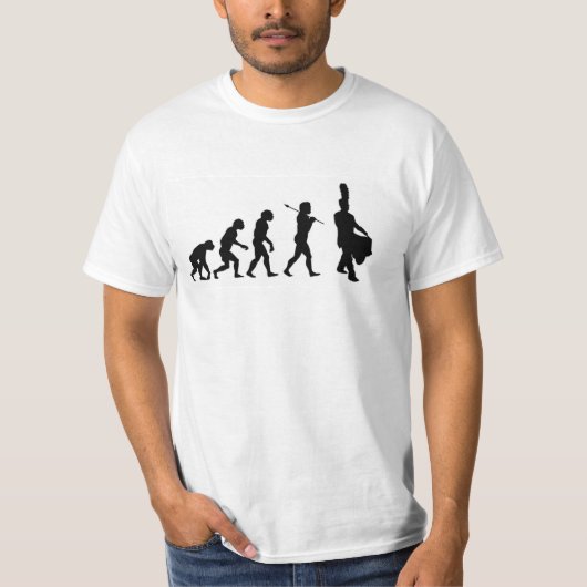 Evolutie van een snaardrummer (wit) t-shirt (Voorkant)
