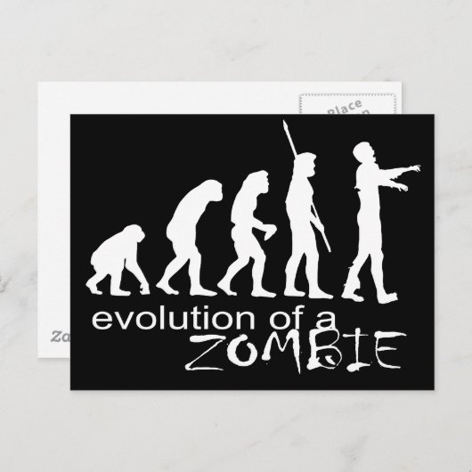 evolutie van een zombie briefkaart (Voorkant / Achterkant)
