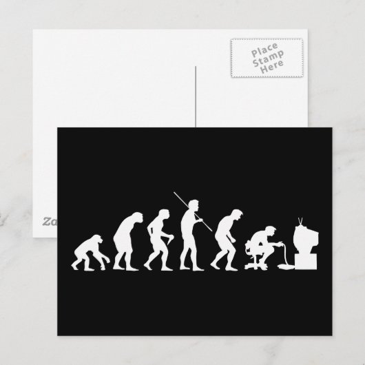 Evolutie van gamer voor videospelletjes briefkaart (Voorkant / Achterkant)