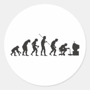 Evolutie van gamer voor videospelletjes ronde sticker