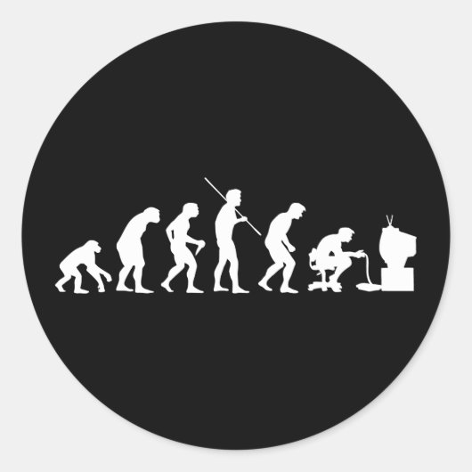 Evolutie van gamer voor videospelletjes ronde sticker (Voorkant)