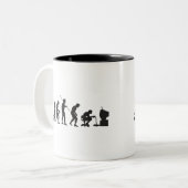 Evolutie van gamer voor videospelletjes tweekleurige koffiemok (Voorkant links)
