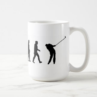 evolutie van golfer golfgolfer van het man koffiemok