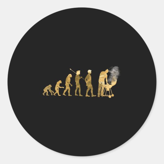 Evolutie van Grill Master BBQ Grappig Grillen Fama Ronde Sticker (Voorkant)