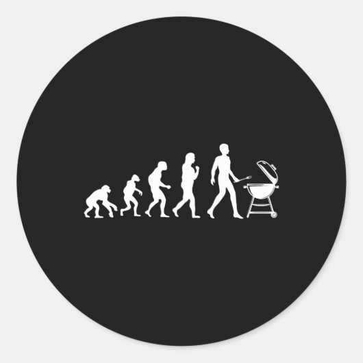 Evolutie van het Man BBQ Grilling Design Ronde Sticker (Voorkant)