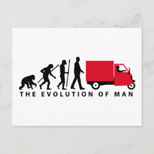 Evolutie van het man Piaggio Ape mini transporter Briefkaart
