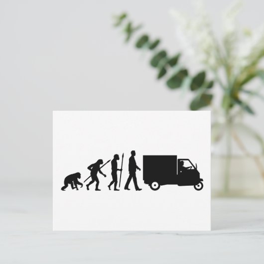 Evolutie van het man Piaggio Ape mini transporter Briefkaart (Staand voorkant)
