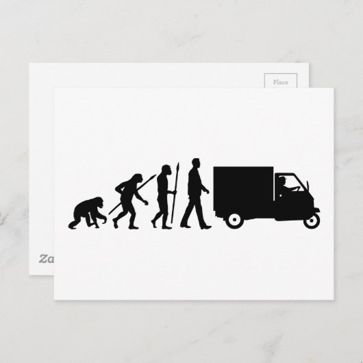 Evolutie van het man Piaggio Ape mini transporter Briefkaart (Voorkant / Achterkant)