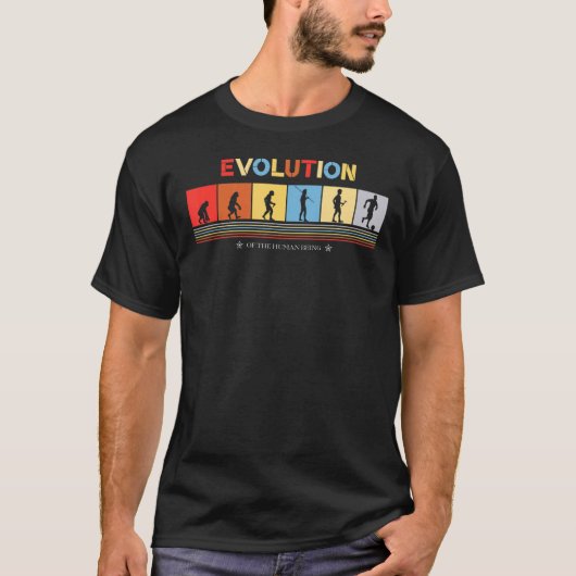 Evolutie van het menselijke voetgangersspel van 70 t-shirt (Voorkant)