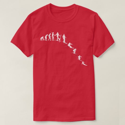 Evolutie van het Skiing Evolving Man als Skier, Sk T-shirt (Design voorkant)