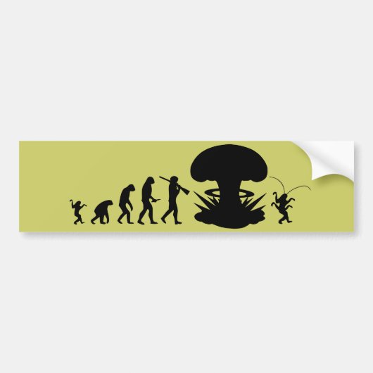 Evolutie van Man & Cockroach Funny Evolution Chart Bumpersticker (Voorkant)