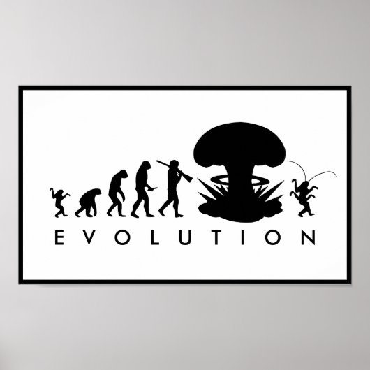 Evolutie van Man & Cockroach Funny Evolution Chart Poster (Voorkant)