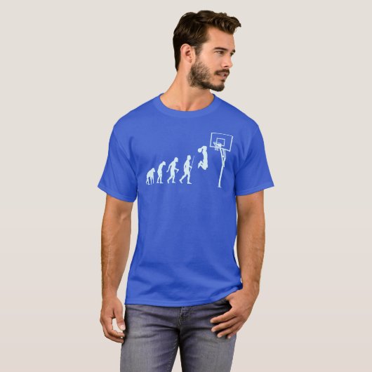 Evolutie van Man en Basketball T-shirt (Voorkant volledig)