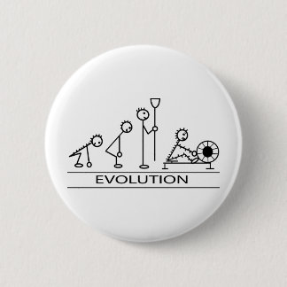 Evolutie van man met roeien ronde button 5,7 cm