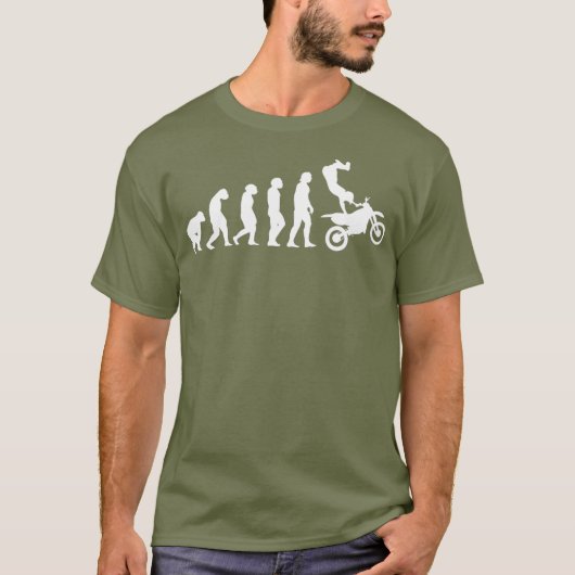 Evolutie van man naar Motorcross Grappige crossmot T-shirt (Voorkant)