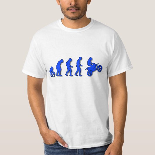 Evolutie van man naar motorfiets t-shirt (Voorkant)