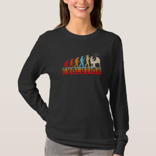 Evolutie van Man retrorstijl pianospeler T-shirt