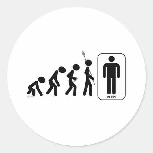 Evolutie van Man Ronde Sticker (Voorkant)