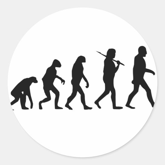 Evolutie van Man Ronde Sticker (Voorkant)