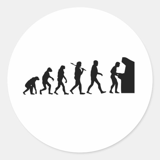 Evolutie van Man Ronde Sticker (Voorkant)