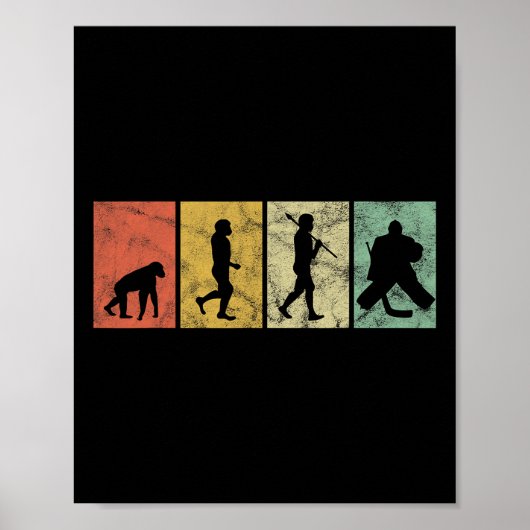 Evolutie Van Mens IJshockey Keeper Grappige Vintag Poster (Voorkant)