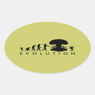Evolutie van Mens & Kakkerlak Grappige Evolutiekaa Ovale Sticker