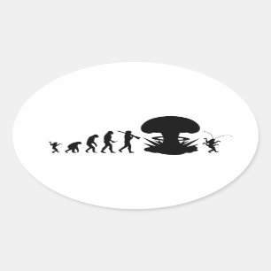 Evolutie van Mens & Kakkerlak Grappige Evolutiekaa Ovale Sticker
