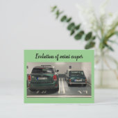 Evolutie van mini cooper briefkaart (Staand voorkant)