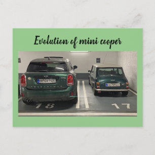 Evolutie van mini cooper briefkaart