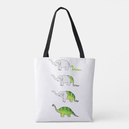 evolutie van olifanten naar dinosaurussen tote bag (Achterkant)